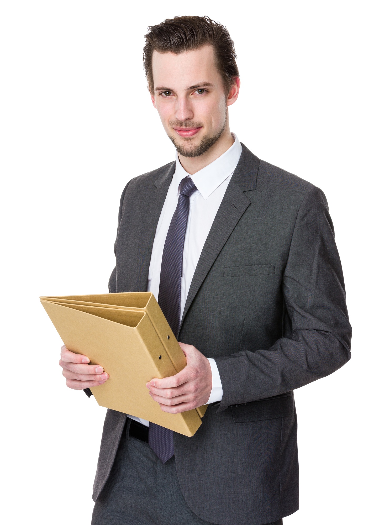 Businessman hold with file document